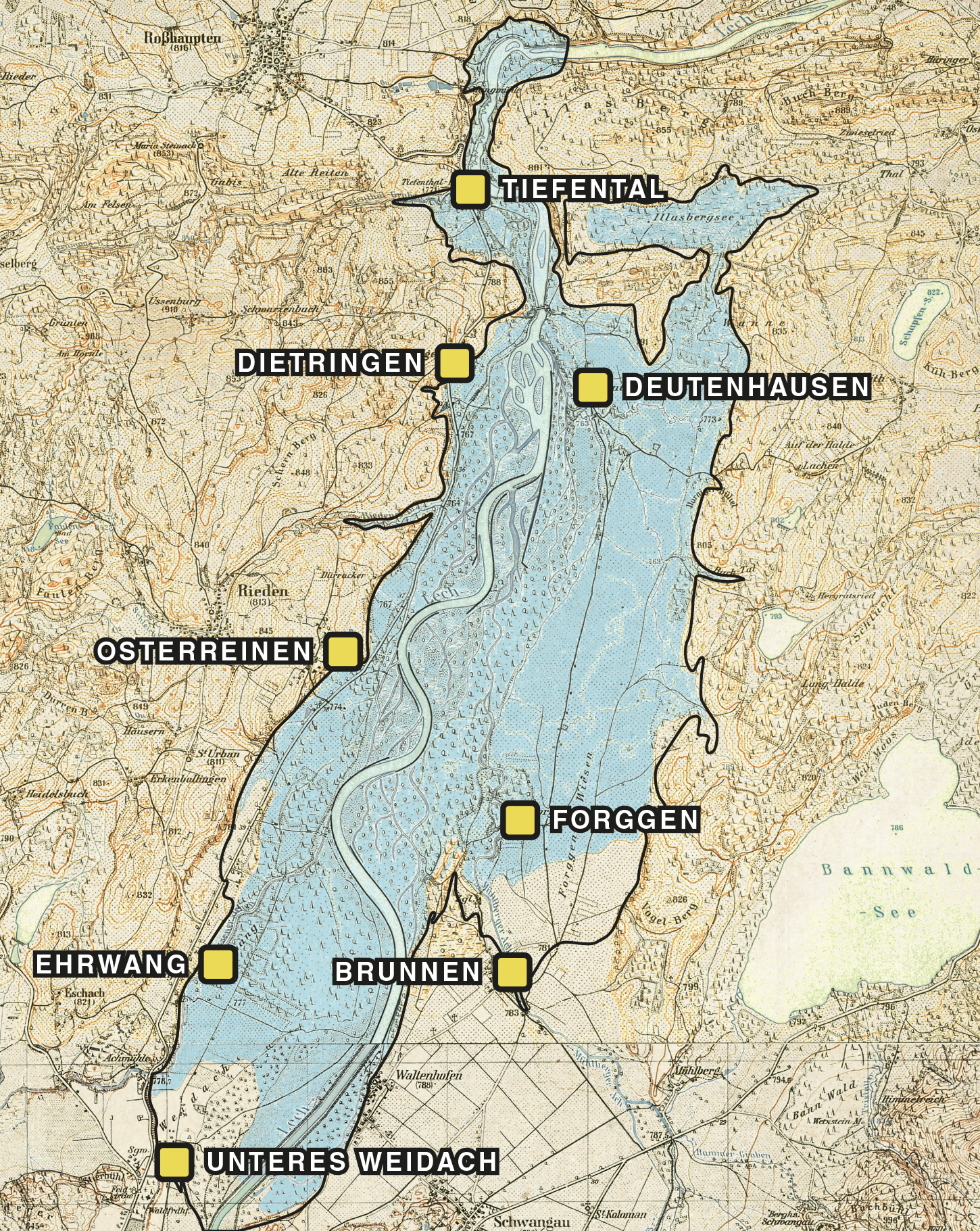 Bayerische Vermessungsverwaltung: Topografische Karte von Bayern 1950, Roßhaupten 832